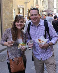 Paninis and Wine from a street cafe in Florence